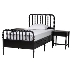 Baxton Studio Lucera 3-Piece Bedroom Set, Twin, Black